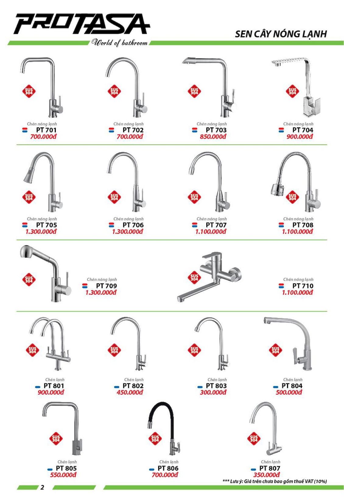 Thiết bị vệ sinh PROTASA Catalogue và Bảng giá mới nhất /Page 9